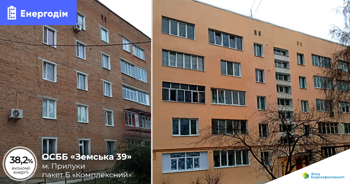 Мешканці ОСББ “Земська 39” у Прилуках після модернізації будинку отримали 50% економії у платіжках