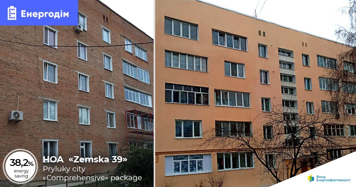  Energy renovation has halved utility bills of the residents of HOA “Zemska 39” in Pryluky