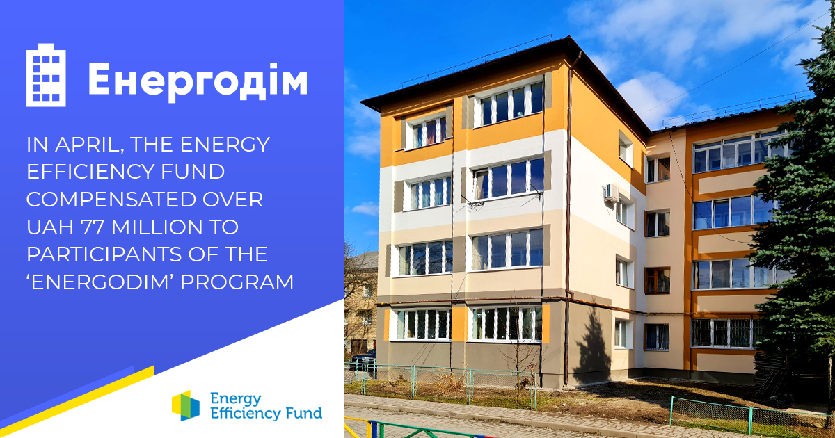 Support of the HOAs: In April, the Energy Efficiency Fund compensated over UAH 77 million to participants of the ‘ENERGODIM’ Program
